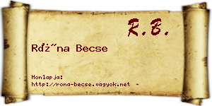 Róna Becse névjegykártya
